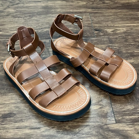 ZARA‎ TAN LEATHER FISHERMAN SANDALS  SZ. 7 - Picture 5 of 6